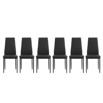Dining Chair Set Of 6 Black Pu