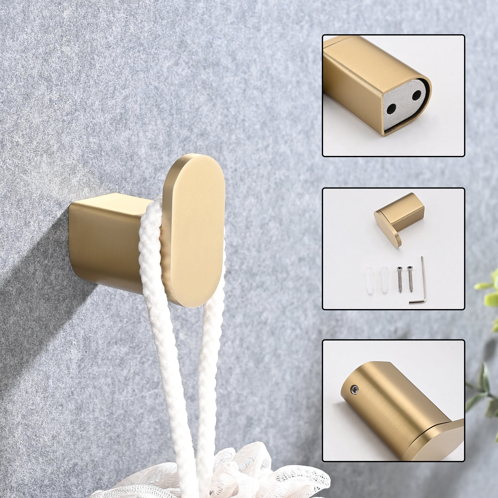 Wall Mounted 4 Piece Bathroom Accessories Brushed Gold Stainless Steel