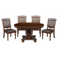 Traditional Dining Table 1Pc Brown Cherry Finish Pedestal Base Round Table Dining Room Furniture Brown Mix Dining Room Traditional Wood