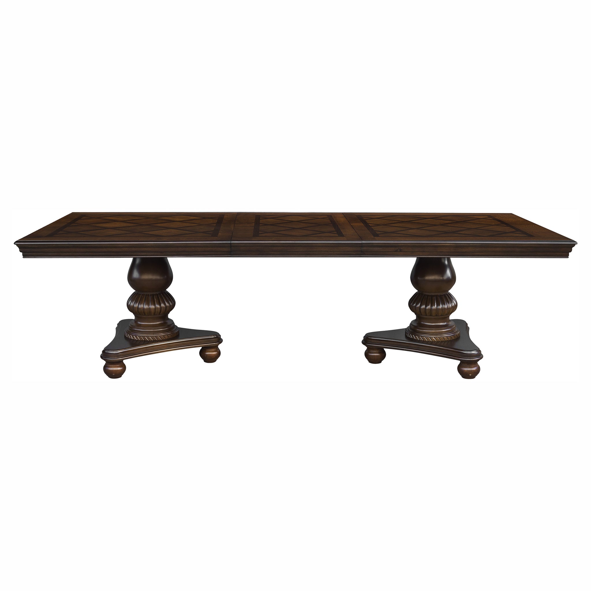 Traditional Style Dining Room Table w Leaf 2x wood-wood-brown mix-seats 8-wood-dining