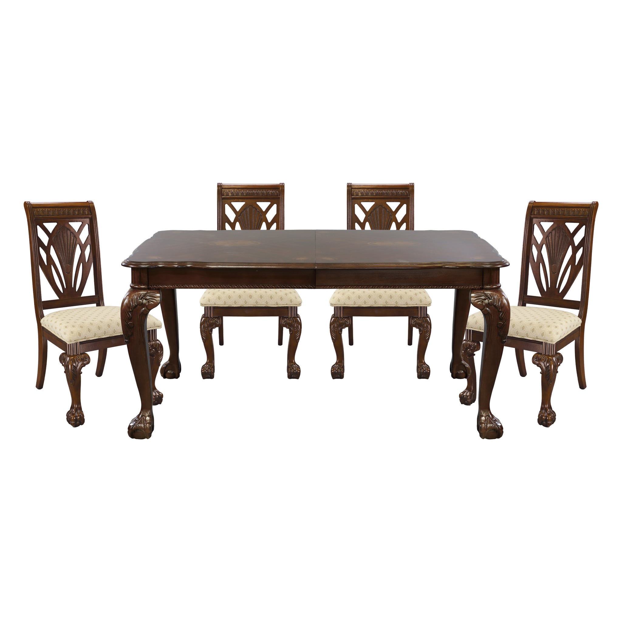 Dark Cherry Finish Formal Dining 5Pc Set Table With Extension Leaf And 4X Side Chairs Upholstered Seat Traditional Design Furniture Wood Cherry Seats 4 Wood Dining Room Extendable Traditional 4 Leg Dining Table With Chair Wood