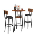 Round Bar Stool Set With Shelf, Upholstered Stool With Backrest, Rustic Brown, 23.62'' W X 23.62'' D X 35.43'' H Rustic Brown Particle Board