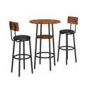 Round Bar Stool Set With Shelf, Upholstered Stool With Backrest, Rustic Brown, 23.62'' W X 23.62'' D X 35.43'' H Rustic Brown Particle Board