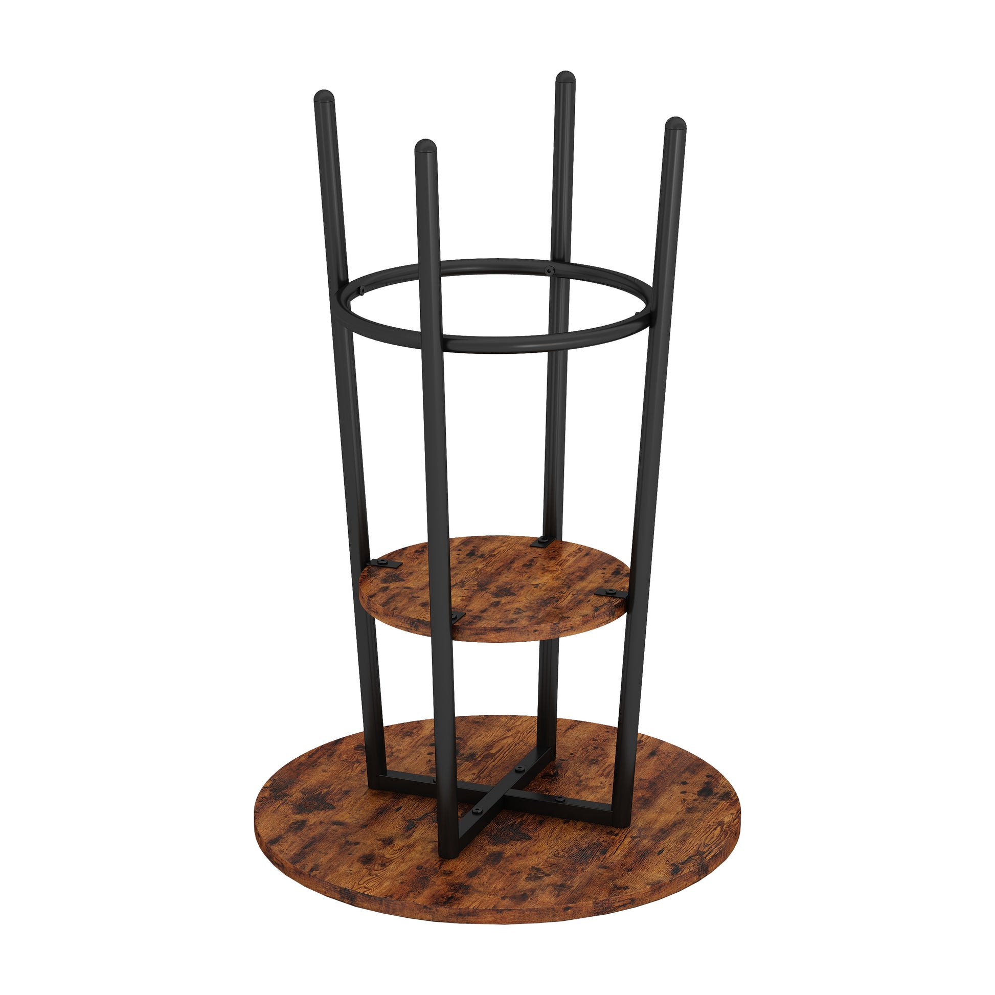 Round Bar Stool Set With Shelf, Upholstered Stool With Backrest, Rustic Brown, 23.62'' W X 23.62'' D X 35.43'' H Rustic Brown Particle Board