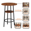 Round Bar Stool Set With Shelf, Upholstered Stool With Backrest, Rustic Brown, 23.62'' W X 23.62'' D X 35.43'' H Rustic Brown Particle Board