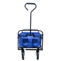 Folding Wagon Garden Shopping Beach Cart Blue Blue Steel