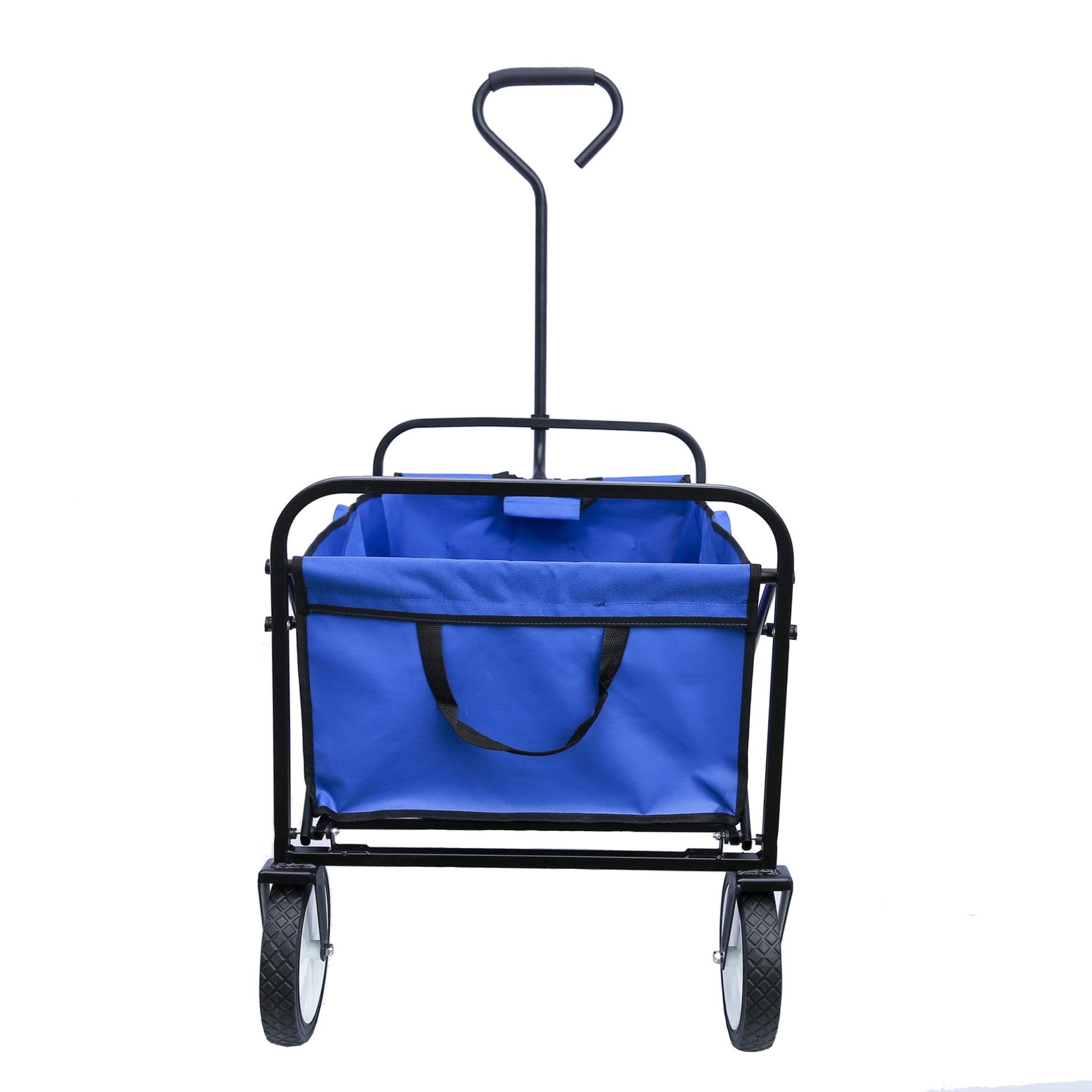 Folding Wagon Garden Shopping Beach Cart Blue Blue Steel