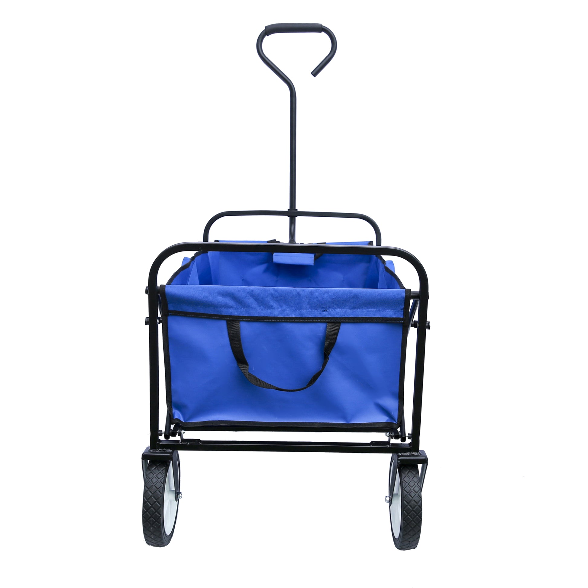 Folding Wagon Garden Shopping Beach Cart Blue Blue Steel