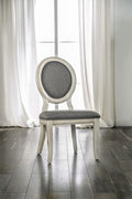 Transitional Antique White and Gray Side Chairs Set of antique white-white-dining
