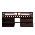 Twin Size Loft Bed With Two Shelves And Two Drawers Antique Espresso Antique Espresso Solid Wood