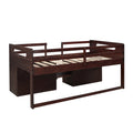 Twin Size Loft Bed With Two Shelves And Two Drawers Antique Espresso Antique Espresso Solid Wood