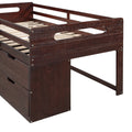 Twin Size Loft Bed With Two Shelves And Two Drawers Antique Espresso Antique Espresso Solid Wood