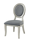 Transitional Antique White and Gray Side Chairs Set of antique white-white-dining