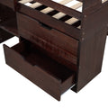 Twin Size Loft Bed With Two Shelves And Two Drawers Antique Espresso Antique Espresso Solid Wood