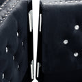 59.4 Inch Wide Black Velvet Sofa With Jeweled Buttons,Square Arm ,2 Pillows Black Velvet