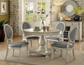 Transitional Antique White and Gray Side Chairs Set of antique white-white-dining