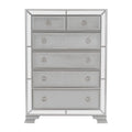 Modern Traditional Style 1Pc Bedroom Chest Of Drawers Embossed Textural Fronts Silver Finish Silver Bedroom Modern,Traditional Wood