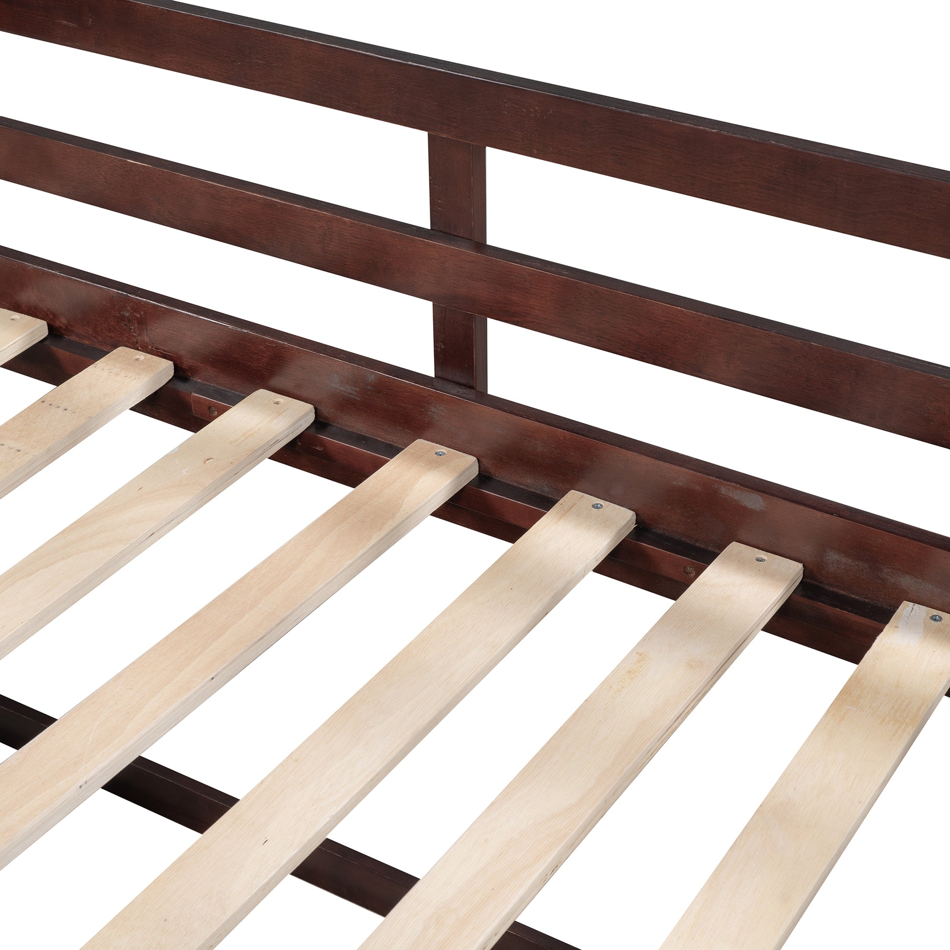 Twin Size Loft Bed With Two Shelves And Two Drawers Antique Espresso Antique Espresso Solid Wood