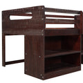 Twin Size Loft Bed With Two Shelves And Two Drawers Antique Espresso Antique Espresso Solid Wood