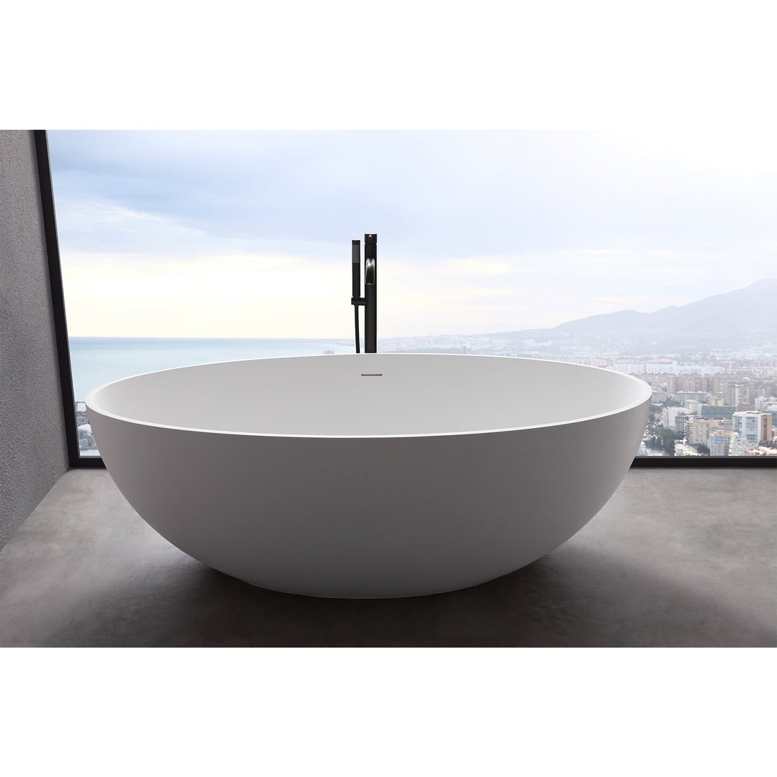 1700Mm Artificial Stone Solid Surface Freestanding Bathroom Adult Bathtub40 Inch Extra Wide White Oval Bathroom Freestanding Tubs Matte 61 69 In Modern Soaking Center Solid Surface Solid Surface