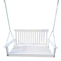 Front Porch Swing With Armrests, Wood Bench Swing With Hanging Chains,For Outdoor Patio ,Garden Yard, Porch, Backyard, Or Sunroom,Easy To Assemble,White White Solid Wood