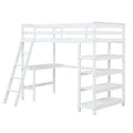 Twin Loft Bed With Desk,Ladder,Shelveswhite White Pine
