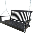 Front Porch Swing With Armrests, Wood Bench Swing With Hanging Chains,For Outdoor Patio ,Garden Yard, Porch, Backyard, Or Sunroom,Easy To Assemble,Black Black Solid Wood