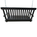 Front Porch Swing With Armrests, Wood Bench Swing With Hanging Chains,For Outdoor Patio ,Garden Yard, Porch, Backyard, Or Sunroom,Easy To Assemble,Black Black Solid Wood