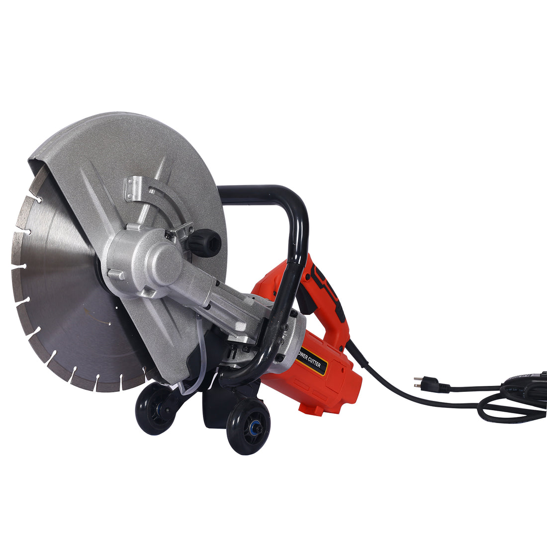 Electric 14" Cut Off Saw Wet Dry Concrete Saw Cutter Guide Roller With Water Line Attachment 3000W With Blade Black And Silver Plastic