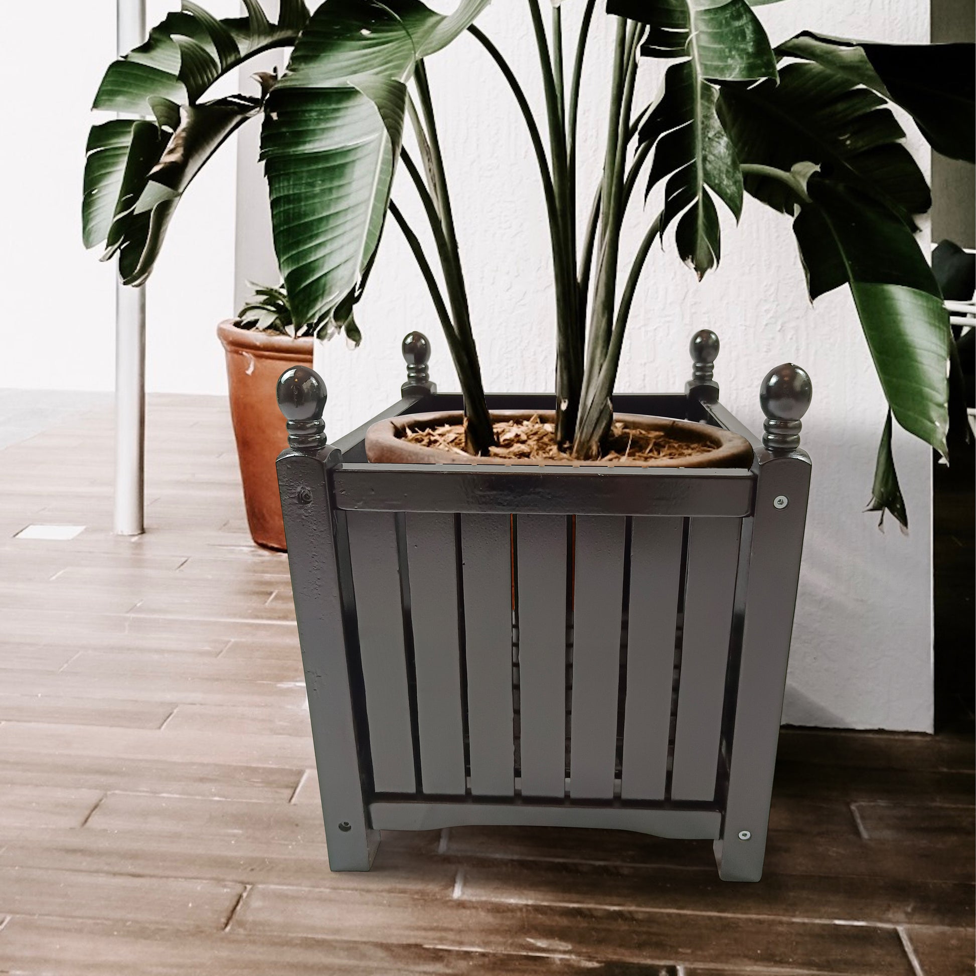 indoor wooden herb planter Wood Outdoor Square Wooden Flower And Herb Pot For Garden, Porch And P