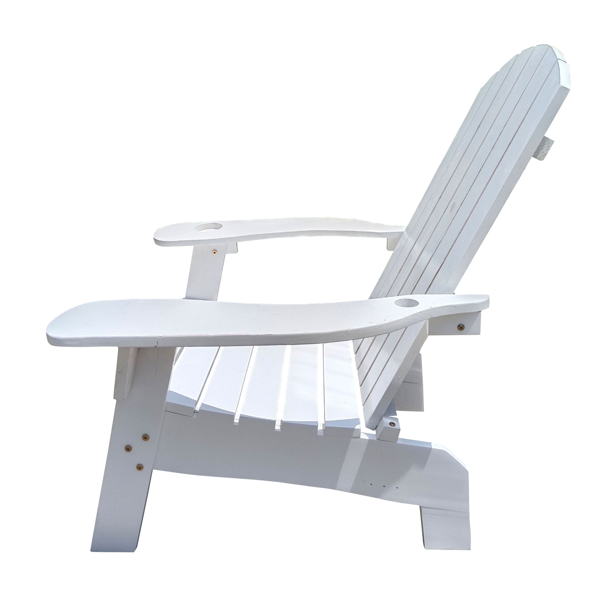 Outdoor Or Indoor Wood Adirondack Chair With An Hole To Hold Umbrella On The Arm ,White White Solid Wood