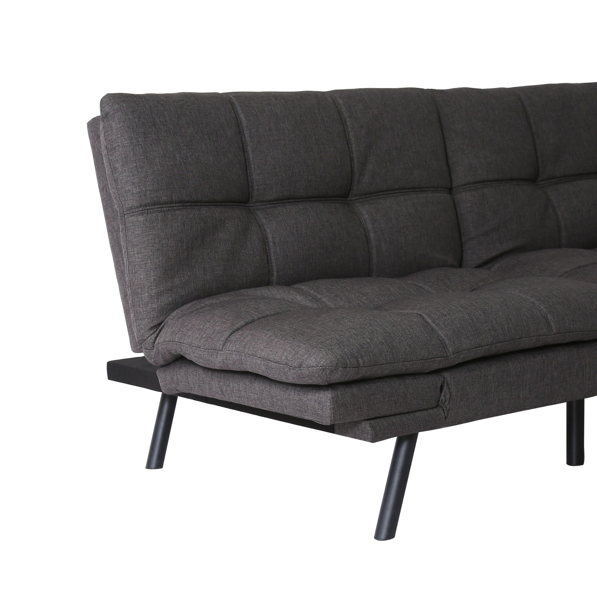 Convertible Memory Foam Futon Couch Bed, Modern dark grey-fabric