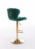 Set Of 2 Bar Stools,With Chrome Footrest And Base Swivel Height Adjustable Mechanical Lifting Velvet Golden Leg Simple Bar Stool Green Green Foam Fabric