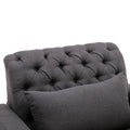 Coolmore Multifunctional Living Room Leisure Chaise Lounge Barry Tufted Comfy Armchair Wireless Charging, Smooth Reclining Backrest & Lumbar Pillow For Home Apartment Dark Grey Linen Dark Grey Foam Linen