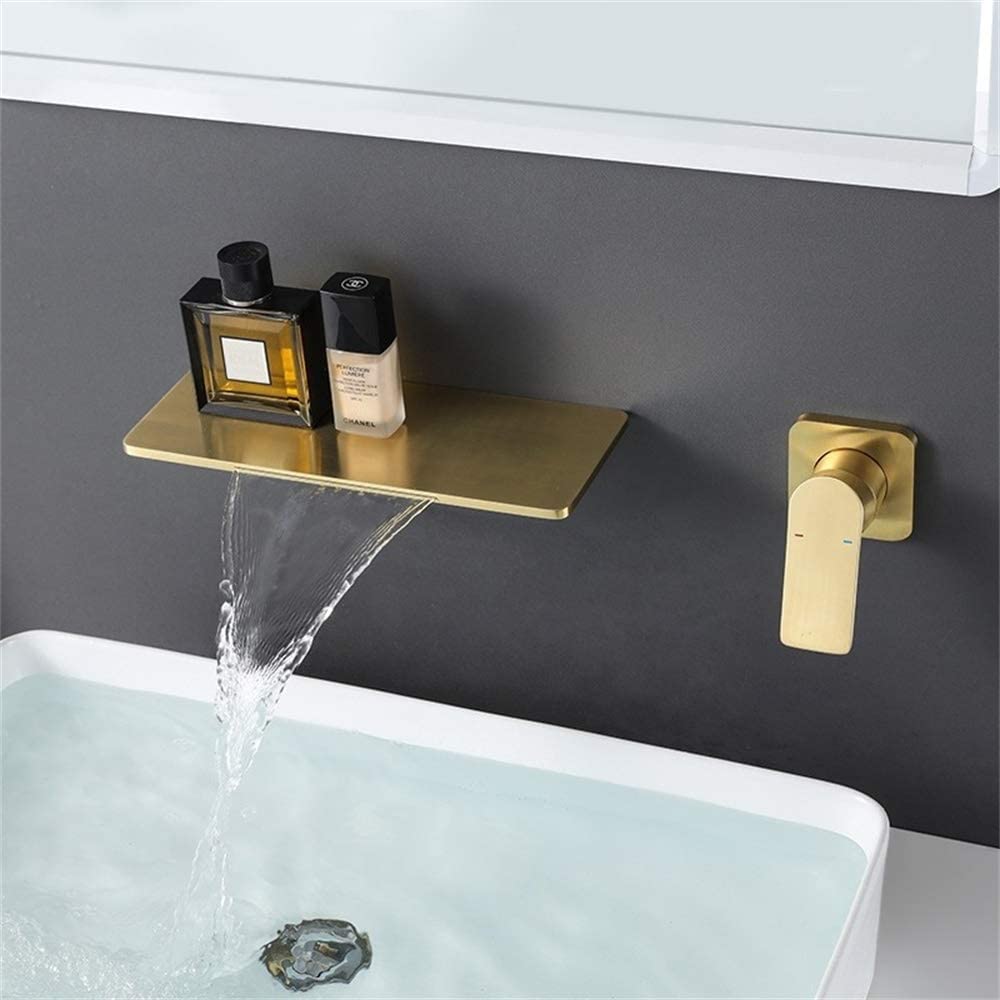 Waterfall Bathroom Sink Faucet Gold Brass