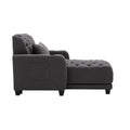 Coolmore Multifunctional Living Room Leisure Chaise Lounge Barry Tufted Comfy Armchair Wireless Charging, Smooth Reclining Backrest & Lumbar Pillow For Home Apartment Dark Grey Linen Dark Grey Foam Linen