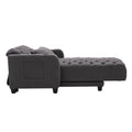 Coolmore Multifunctional Living Room Leisure Chaise Lounge Barry Tufted Comfy Armchair Wireless Charging, Smooth Reclining Backrest & Lumbar Pillow For Home Apartment Dark Grey Linen Dark Grey Foam Linen