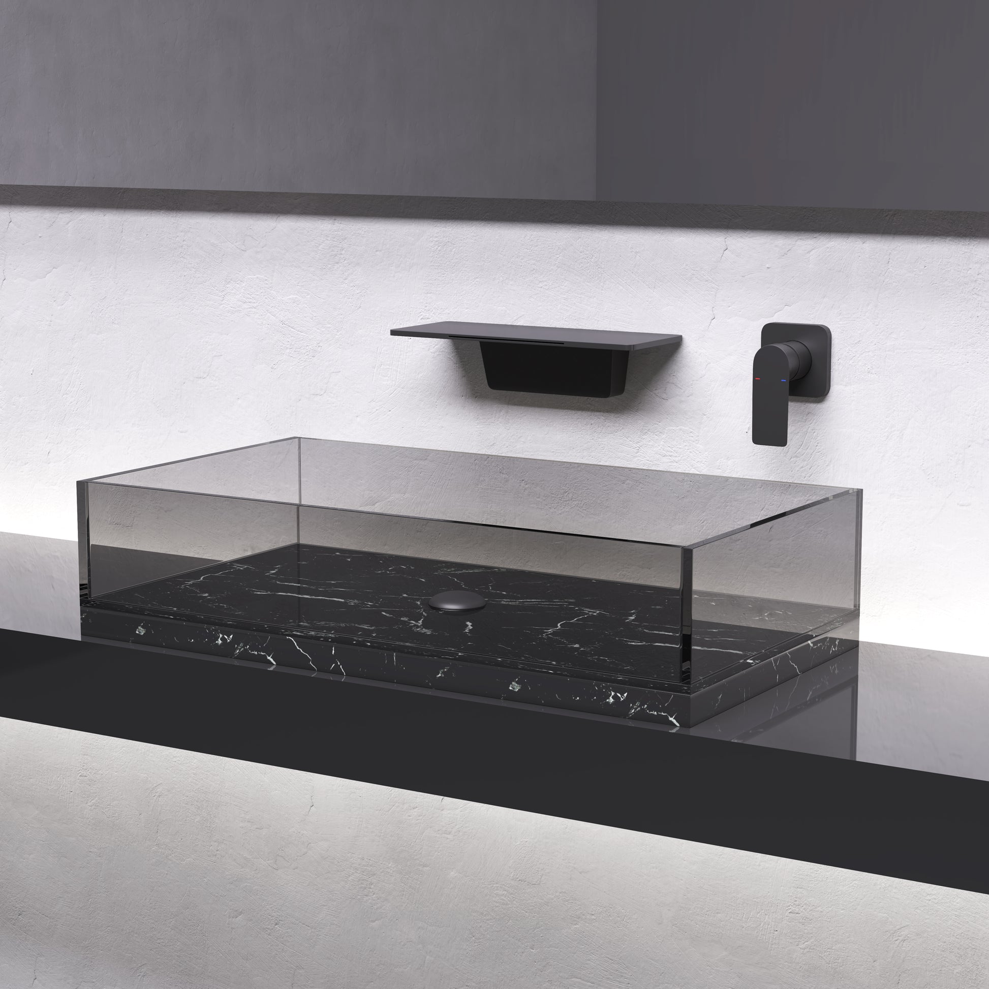 Waterfall Bathroom Sink Faucet Matte Black Brass