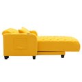 Coolmore Multifunctional Living Room Leisure Chaise Lounge Barry Tufted Comfy Armchair Wireless Charging, Smooth Reclining Backrest & Lumbar Pillow For Home Apartment Yellow Linen Yellow Foam Linen