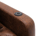 Coolmore Multifunctional Living Room Leisure Chaise Lounge Barry Tufted Comfy Armchair Wireless Charging, Smooth Reclining Backrest & Lumbar Pillow For Home Apartment Brown Linen Brown Foam Linen