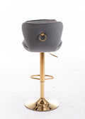 Set Of 2 Bar Stools,With Chrome Footrest And Base Swivel Height Adjustable Mechanical Lifting Velvet Golden Leg Simple Bar Stool Gray Grey Foam Fabric