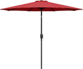 Simple Deluxe 9Ft Outdoor Market Table Patio Umbrella With Button Tilt, Crank And 8 Sturdy Ribs For Garden, Red Red Seats 8 Stainless Steel