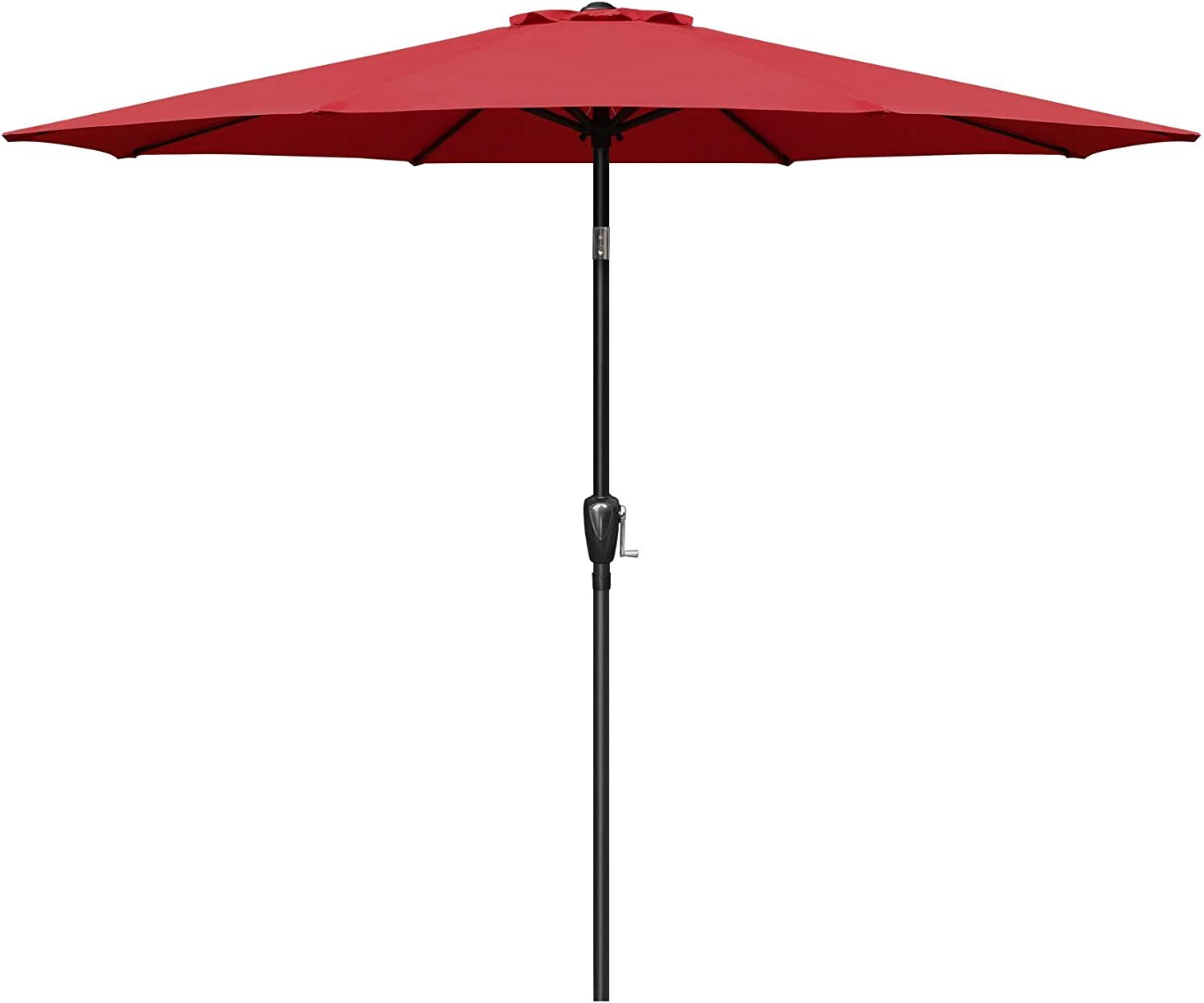 Simple Deluxe 9Ft Outdoor Market Table Patio Umbrella With Button Tilt, Crank And 8 Sturdy Ribs For Garden, Red Red Seats 8 Stainless Steel