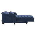 Coolmore Multifunctional Living Room Leisure Chaise Lounge Barry Tufted Comfy Armchair Wireless Charging, Smooth Reclining Backrest & Lumbar Pillow For Home Apartment Navy Linen Navy Foam Linen