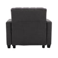 Coolmore Multifunctional Living Room Leisure Chaise Lounge Barry Tufted Comfy Armchair Wireless Charging, Smooth Reclining Backrest & Lumbar Pillow For Home Apartment Dark Grey Linen Dark Grey Foam Linen