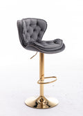 Set Of 2 Bar Stools,With Chrome Footrest And Base Swivel Height Adjustable Mechanical Lifting Velvet Golden Leg Simple Bar Stool Gray Grey Foam Fabric