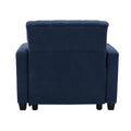 Coolmore Multifunctional Living Room Leisure Chaise Lounge Barry Tufted Comfy Armchair Wireless Charging, Smooth Reclining Backrest & Lumbar Pillow For Home Apartment Navy Linen Navy Foam Linen