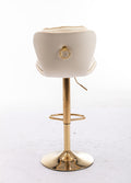 Set Of 2 Bar Stools,With Chrome Footrest And Base Swivel Height Adjustable Mechanical Lifting Velvet Golden Leg Simple Bar Stool Cream Cream Foam Fabric