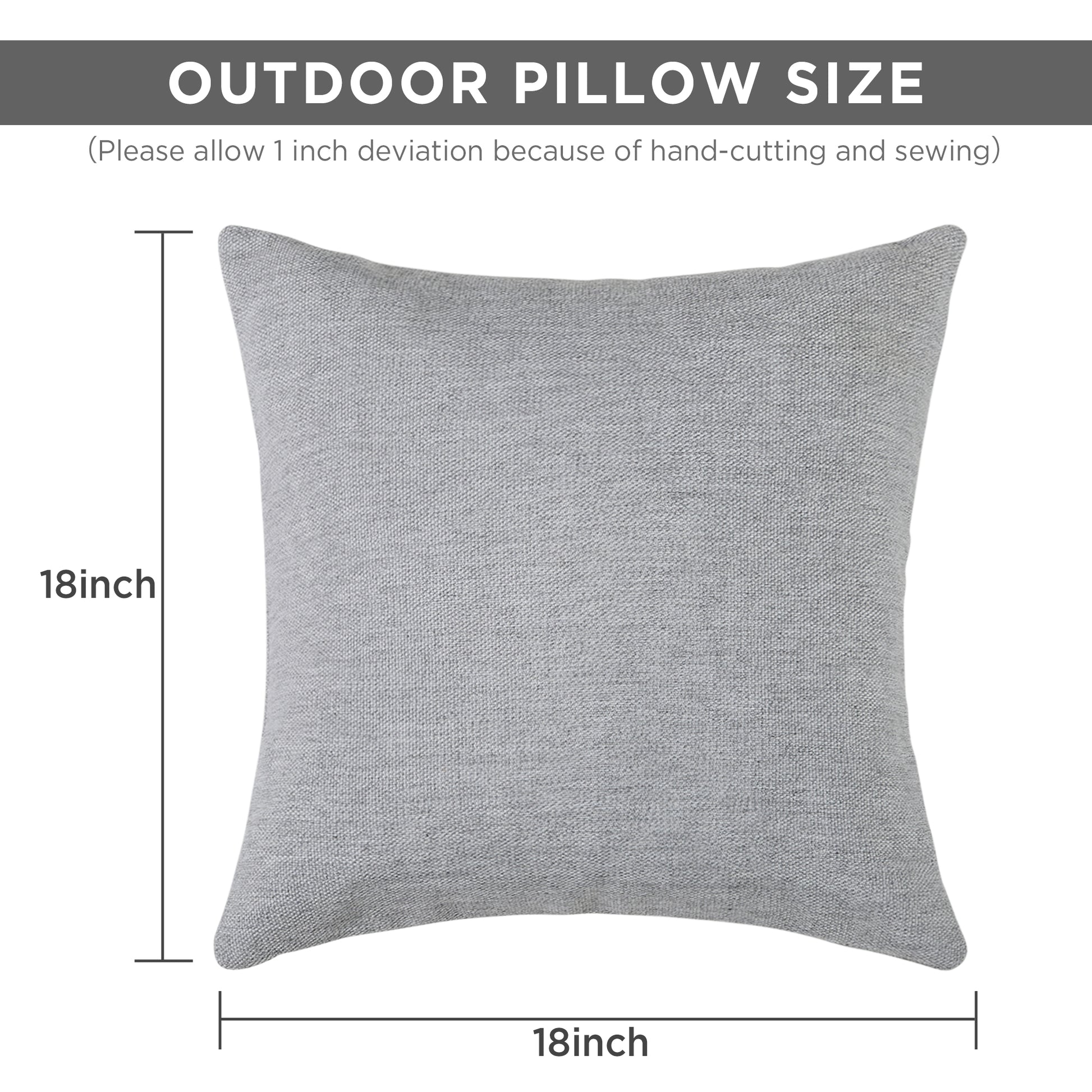 Pack Of 2 Outdoor Yarn Dyed Pillow, 18" x 18", Grey gray-polyester