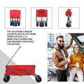 Utility Park Garden Cart Tool Customized Color Folding Camping Trolley Outdoor Picnic Beach Wagon Red Oxford Fabric Metal